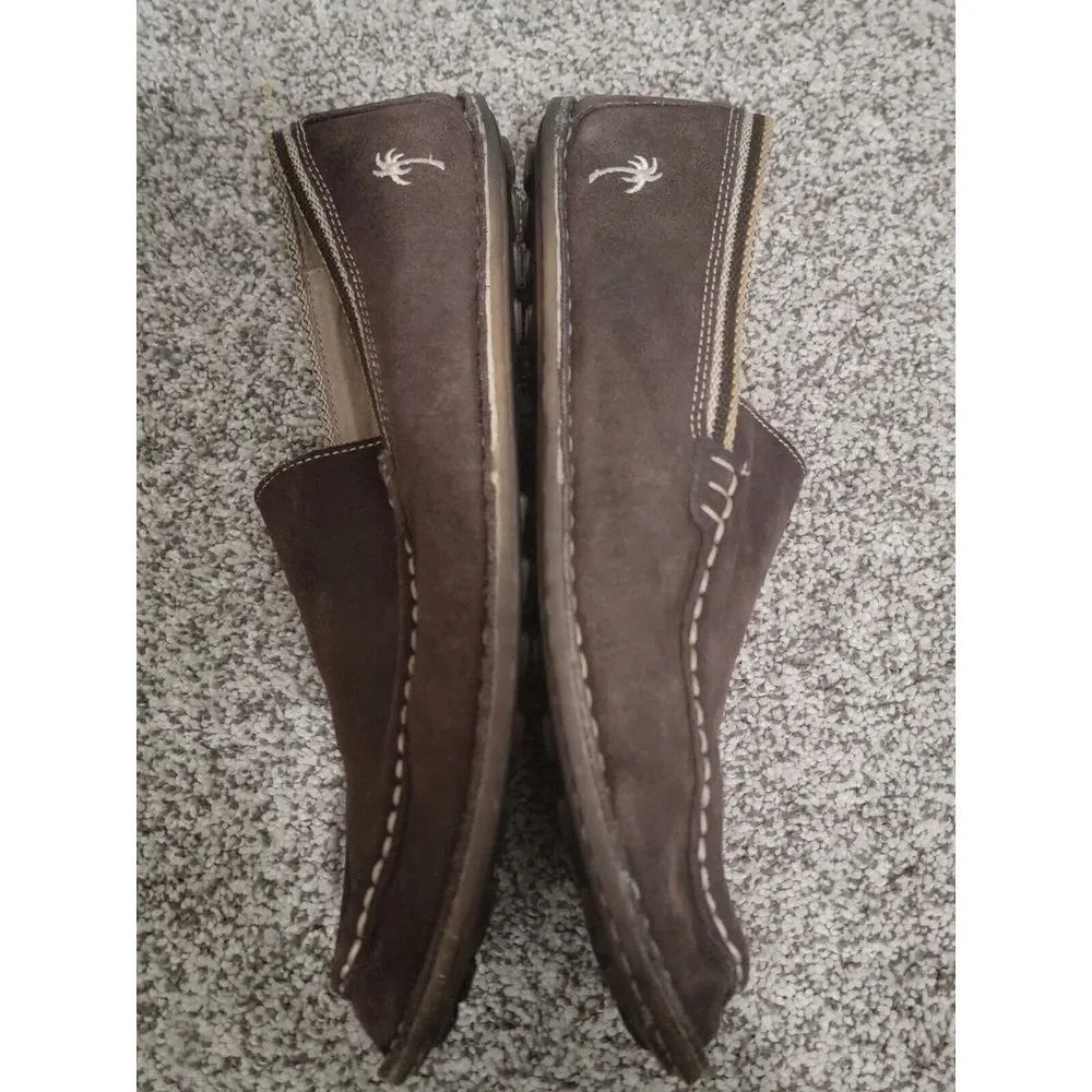 Margaritaville Brown Leather‎ Suede Boat Shoes Slip on Loafers Size 10 Mens